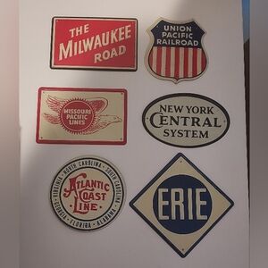 Post Cereal Tin Train Logo Signs Metal Vintage 1950s Lot of Six